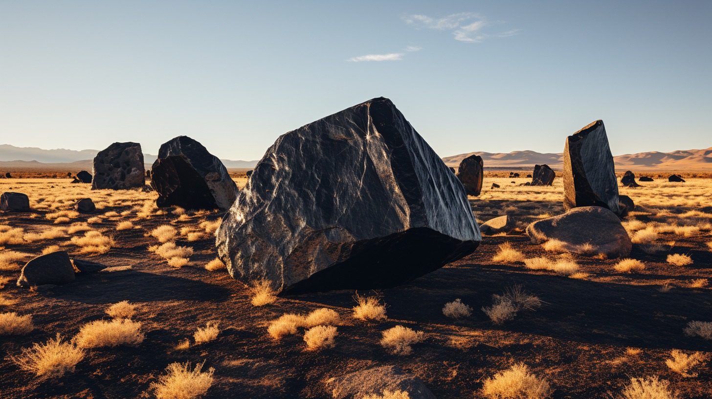 Black dolorite boulders in the Beaufort West landscape